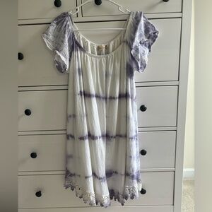 Altar’d State Purple and White Casual Boho Summer Beach Dress Medium